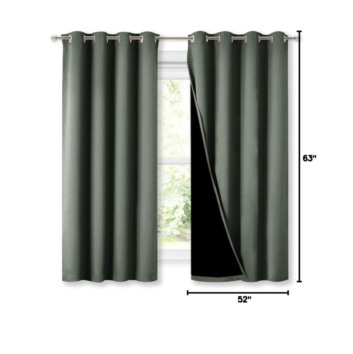 Dark Mallard Blackout Curtains for Kitchen 52" w x 63" L 2 Panels (Dark Mallard / 52"W x 63"L (Pack of 2))