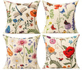 16 x 16 Throw Pillow Covers Outdoor Spring Summer Garden Flowers Farmhouse Outside Furniture Bench Decorative Swing Cushion Set of 4 for Patio Sofa Couch Chair (16x16)