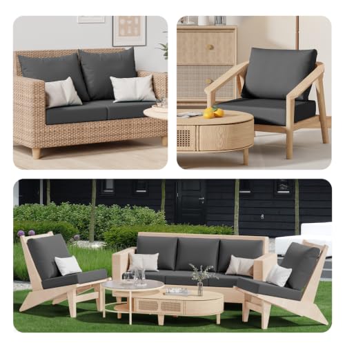 8Pcs Outdoor Cushion Covers (Medium-grey / Square-large + Quadrate)