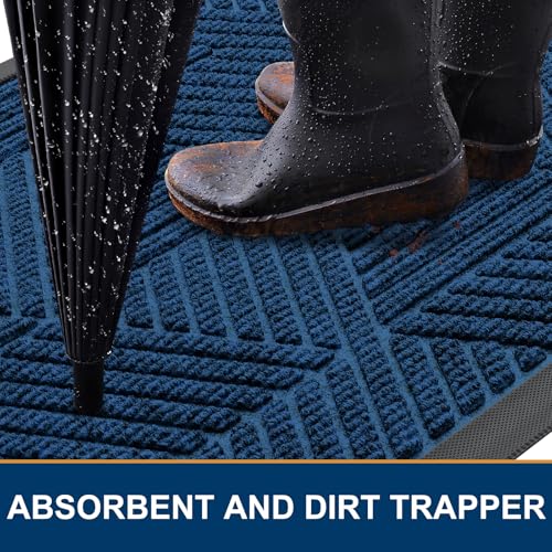 Front Door Mat Outside Entrance (Medium Blue / 29.5" X 17")