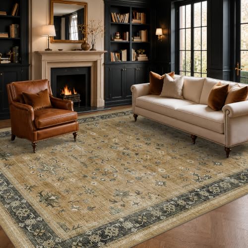 Rustic Brown and Charcoal Olive 7x9 Area Rug for Living Room (7' x 9' (Rectangular) / Rustic Brown / Charcoal Olive)