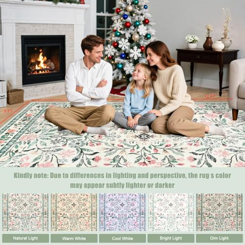 Area Rug 9x12 Living Room (Green/Beige / 9' x 12' (Rectangular))