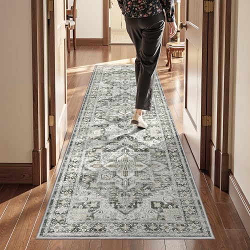 Runner Rug 2x8 Runners for Hallways Washable Rugs (Grey/Beige / 2' x 8' (Runner))