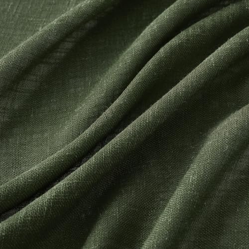 Olive Green Linen Curtains 42x84 Inch Length 2 Panels for Bedroom (42"W x 84"L (Pack of 2) / Olive Green)