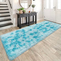 Tie Dyed Sky Blue 3x10 Machine Washable Runner Rugs for Hallway Soft Fluffy Shaggy Bedside Rugs for Bedroom Living Room Indoor Floor Carpet for Kids Girls and Boys Nursery Rooms Home Decor Aesthetic (Tie-dyed Sky Blue / 3' x 10' (Runner))