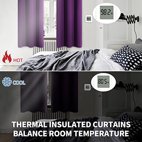 Purple Blackout Curtains for Bedroom 72 Inch Long (Purple / 52"W x 72"L (Pack of 2))