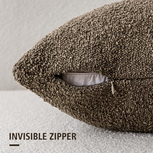 Decorative Textured Boucle Throw Pillow Covers 26x26 Light Brown (26" x 26" (Pack of 2) / Brown)