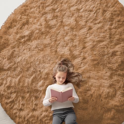 Khaki Round Rugs for Bedroom (9 Ft Round / Khaki)