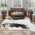 8x10 Faux Cowhide Rug (8' X 9'6" (Irregular) / White and Brown)