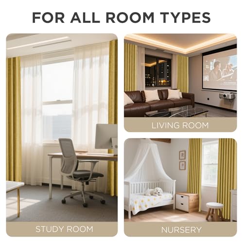 Blackout Curtains for Bedroom (Yellow / 37"W x 108"L (Pack of 2))