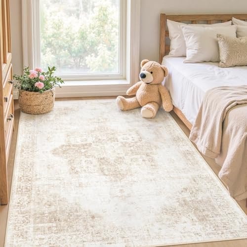 Area Rug 3x5 Washable Rug (Beige / 3' x 5' (Rectangular))