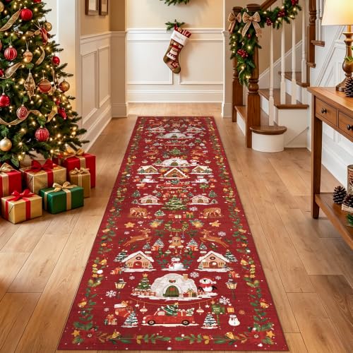 Christmas 2x8 Hallways Runner Rug (2' x 8' (Rectangular) / Xmas/Red)