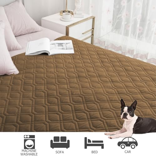 Waterproof Dog Bed Cover Pet Blanket for Furniture Bed Couch Sofa Reversible (68x82 Inch (Pack of 1) / Camel+camel)