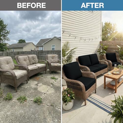 4Pcs Patio Cushion Covers (Black / 4PCS)