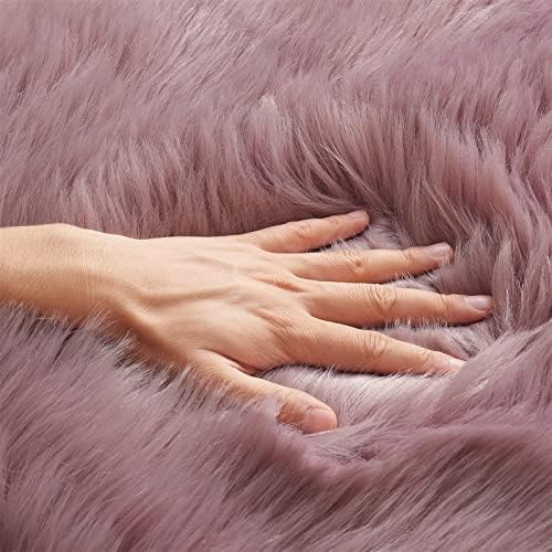 Ultra Soft Fluffy Shaggy Area Rug Faux Fur Rug Chair Cover Seat Pad Fuzzy Area Rug for Bedroom Floor Sofa Living Room (Light Purple / 2' x 4' (Rectangular))