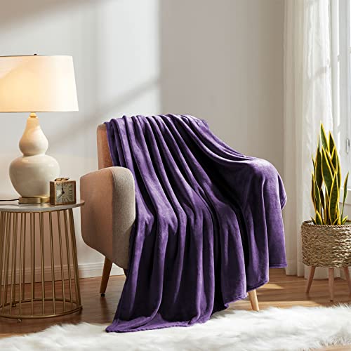 Super Soft Throw Blanket Premium Silky Flannel Fleece Throw Size Purple Microfiber Lightweight Blanket All Season Use (Purple / Throw(50"x60"))