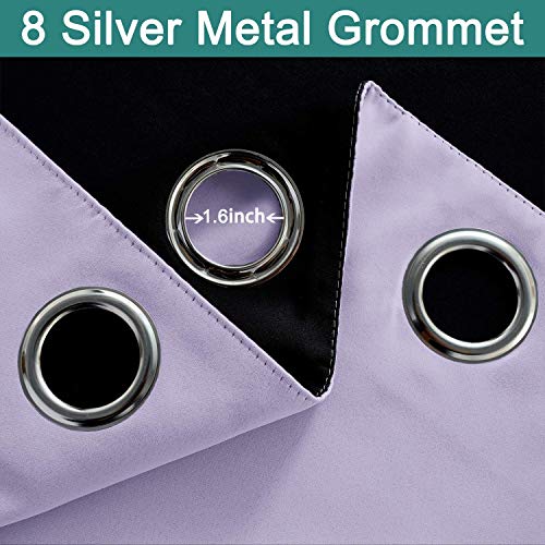 Lilac 100% Blackout Curtains 96 Inches Long for Bedroom 52" Wide (52"W x 96"L (Pack of 2) / Lilac)