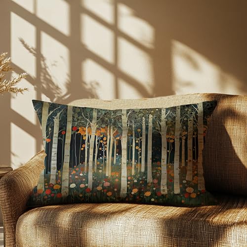 Rustic William Morris Inspired Autumn Forest Decor Pillow Covers 12x20 (Forest-orange 09 / 20" x 12" (Pack of 1))