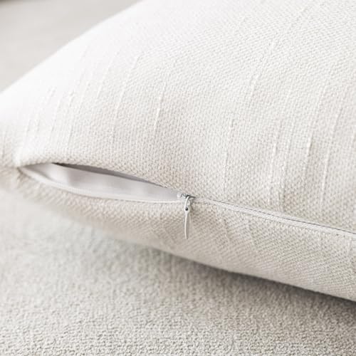 Solid Textured Chenille Throw Pillow Covers 24x24 (24" x 24" (Pack of 2) / Ivory)
