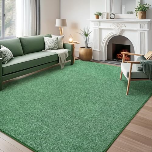 5x7 Area Rugs for Living Room Non Slip Dorm Bedroom Rug (5' x 7' (Rectangular) / Green and White)