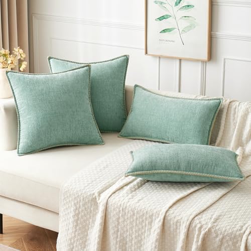 Decorative Couch Throw Pillow Covers 18x18 Inch Aqua Green 2 Pack (Aqua Green / 18" x 18" (Pack of 2))