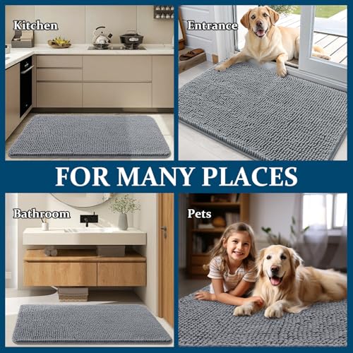 Dog Door Mat for Muddy Paws 24x16 (Grey / 24" X 16")