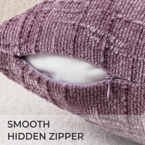 Textured Chenille Throw Pillow Covers 20x20 Set of 2 Purple (Lilac Purple / 20" x 20" (Pack of 2))