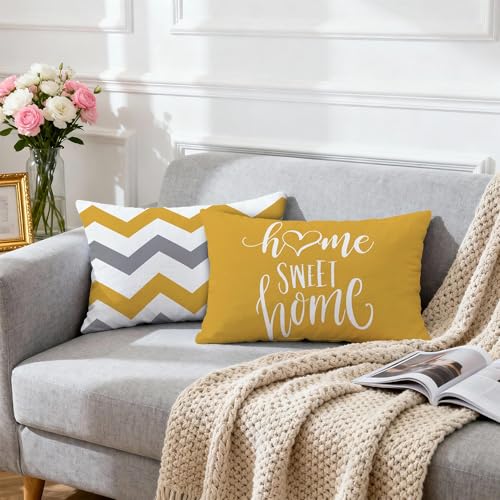 Throw Pillow Covers 12x20 (Yellow / 20" x 12" (Pack of 4))
