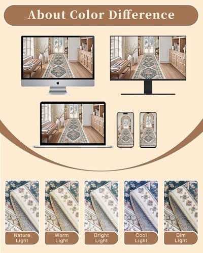 Hallway Runner Rug 2'6''x12' Kitchen Runners Vintage (Navy Blue / 2'6" x 12' (Runner))
