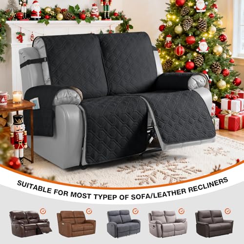Waterproof Recliner Loveseat Covers Washable (Black / 2 Seater)