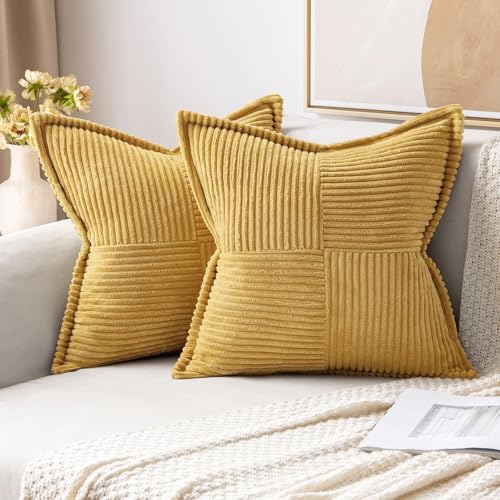 Decorative Throw Pillow Covers for Couch 18x18 Inch Gold 2 Pack (Gold / 18" x 18" (Pack of 2))