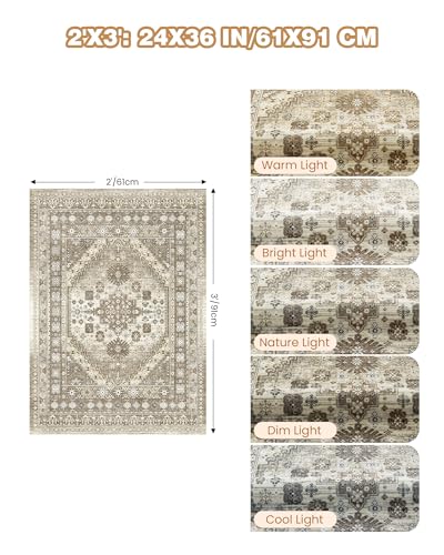 2x3 Entryway Rug Vintage Washable Rug Runner for Kitchen (Brown / 2' x 3' (Runner))