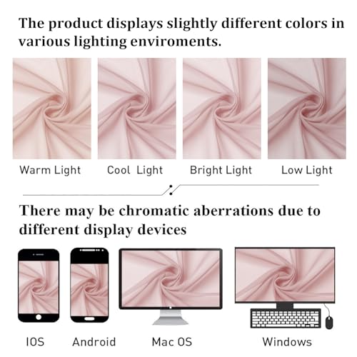 Blush Pink Sheer Curtains 96 Inches Long 2 Panels Set (Blush Pink / 59"W x 96"L (Pack of 2))
