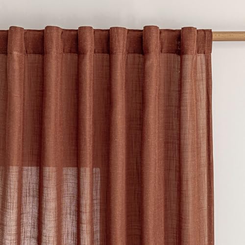 Semi Sheer Curtains 72 Inch Length for Bedroom 2 Panels (50"W x 72"L (Pack of 2) / Terracotta)