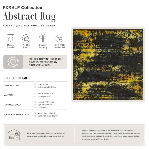 Area Rug Living Room (Dark Black Gold / 6' x 6' (Square))