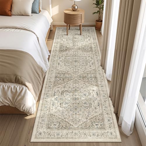 Kitchen Runner Rug Non Slip Washable Rugs 2.5x8 (Brown/Beige / 2'6" x 8' (Runner))