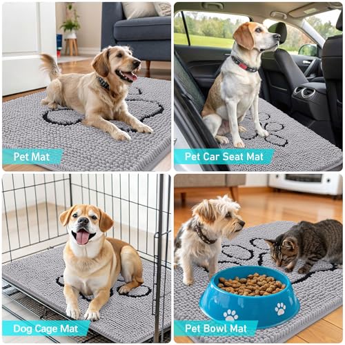 Dog Door Mat for Muddy Paws 36x24 (Light Grey / 36" X 24")