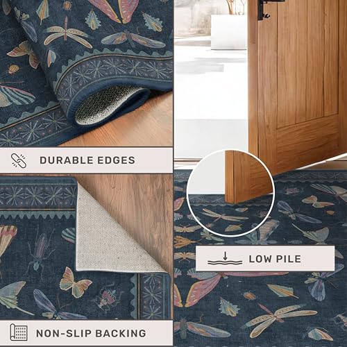 Washable 3x5 Indoor Rugs for Entryway (3' x 5' (Rectangular) / Midnight Blue)