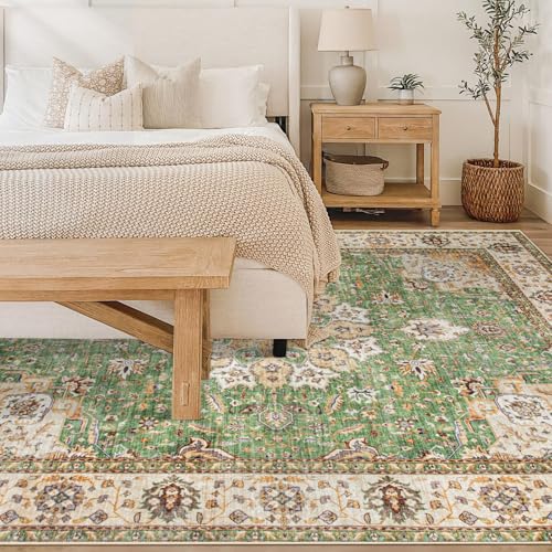 Area Rug 6x9 Washable Rug (Vintage Green / 6' x 9' (Rectangular))