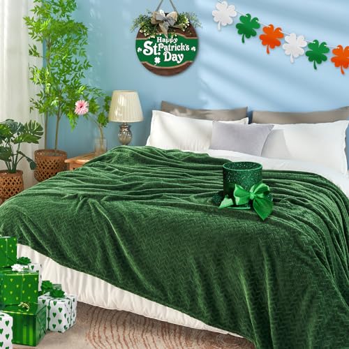 Fleece Twin Blanket for Bed Green Throw Blanket for Couch Super Soft Cozy Warm Blankets and Throws Lightweight Fuzzy Large Blanket for Sofa Bed Office (A-green / Twin/Twin XL-60x90 IN)