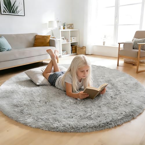 Round Area Rug for Bedroom (Grey / 6' (Round))