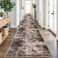Abstract Runner Rug 3x20 Ft Extra Long Washable Runners for Hallways (Brown/Rust / 3' x 20' (Rectangular))