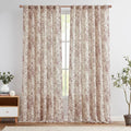 Vintage Floral Linen Curtains 96 Long for Living Room 2 Panels (Brick Red / 50"W x 96"L (Pack of 2))