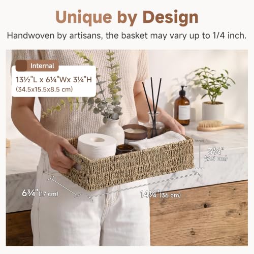 Wicker Seagrass Baskets (Natural (Seagrass) / 14¼" L x 6¾" W x 3¾" H)
