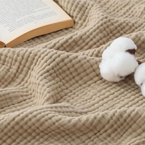 100% Cotton Muslin Blankets for Adults (06 - Light Brown / Throw XL (50" X 70"))