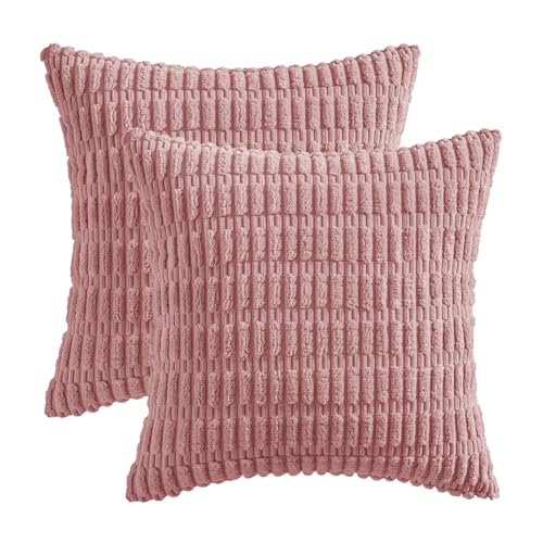 Corduroy Decorative Throw Pillow Covers 20x20 Blush Pink Pack of 2 (Blush Pink / 20" x 20" (Pack of 2))