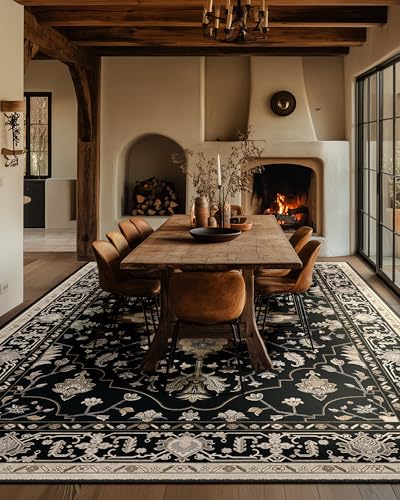 Washable Area Rug (Black/Neutral / 10' x 14' (Rectangular))
