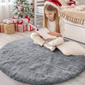 Light Grey Round Rugs for Bedroom (4 Ft Round / Light Grey)