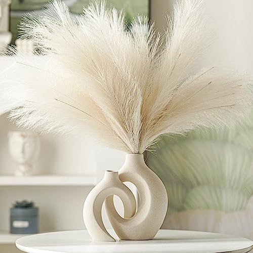 Snuggle Hollow Ceramic Vase Set of 2 (Large Cream White)