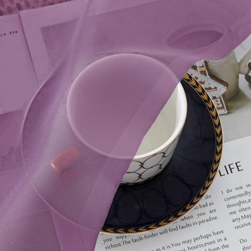 Sheer Curtains 63 Inch Length 2 Panels (Plum / 42"W x 63"L (Pack of 2))